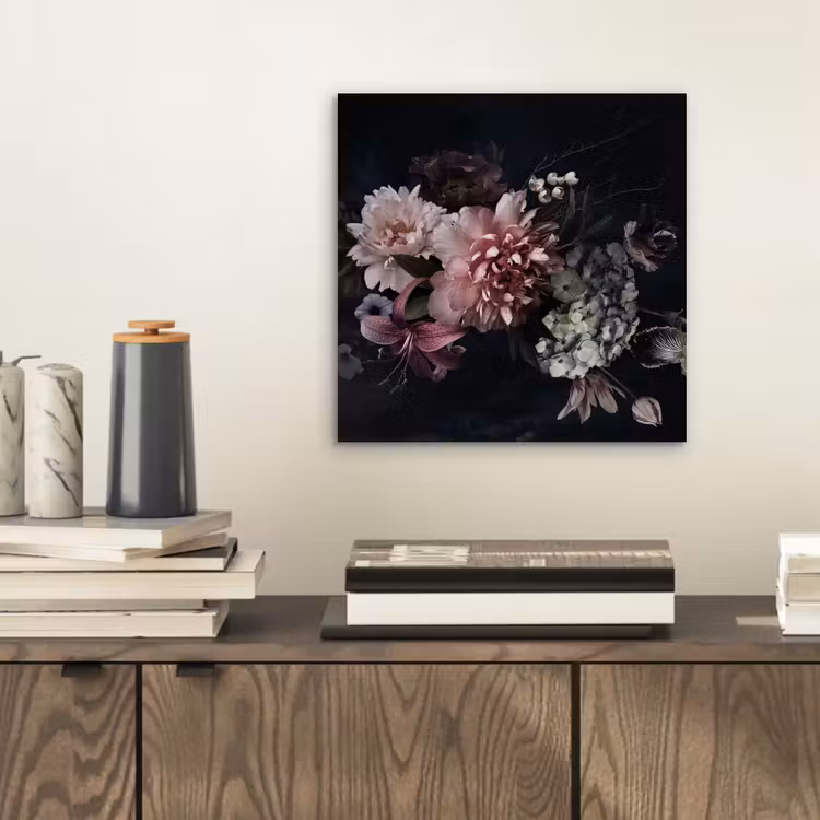 Aluminium schilderij - Bloemen - Vintage - Pastel - Roze - Wit — 2