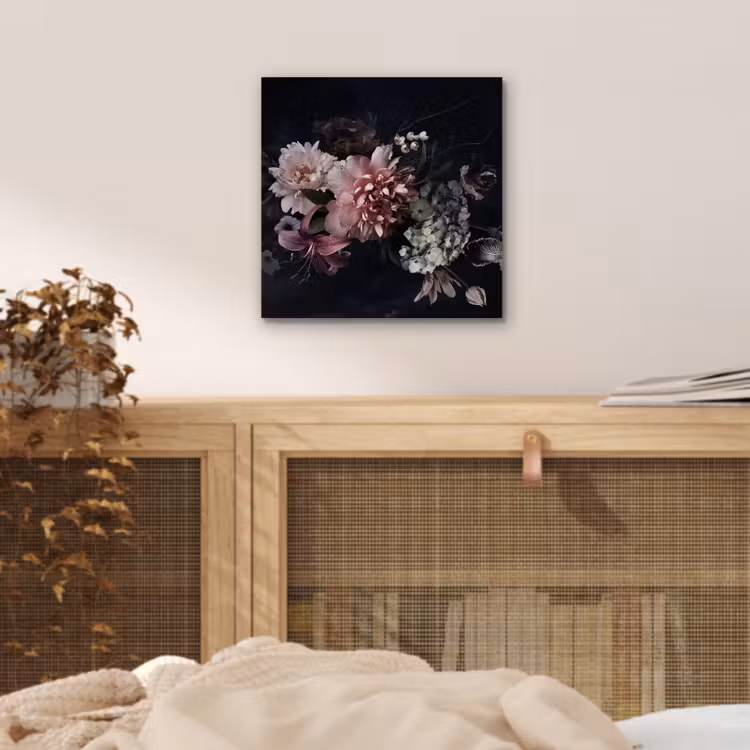 Aluminium schilderij - Bloemen - Vintage - Pastel - Roze - Wit — 4