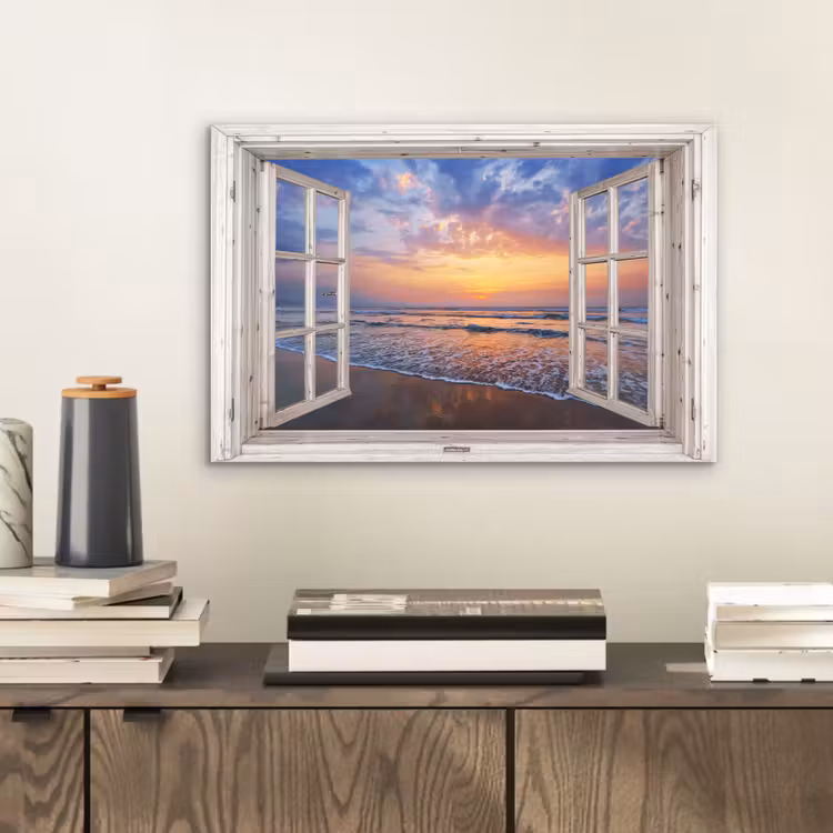 Aluminium schilderij - Doorkijk - Zee - Strand - Zonsondergang - Blauw — 2