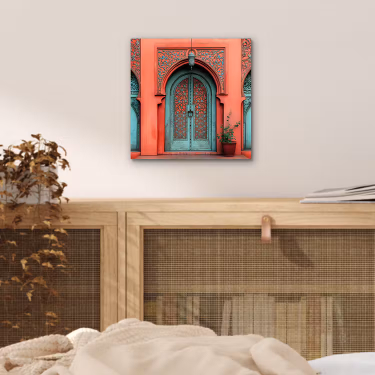 Aluminium schilderij - Lantaarn - Deur - Turquoise — 4