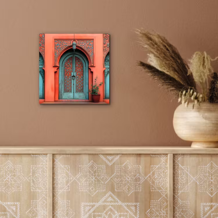 Aluminium schilderij - Lantaarn - Deur - Turquoise — 5