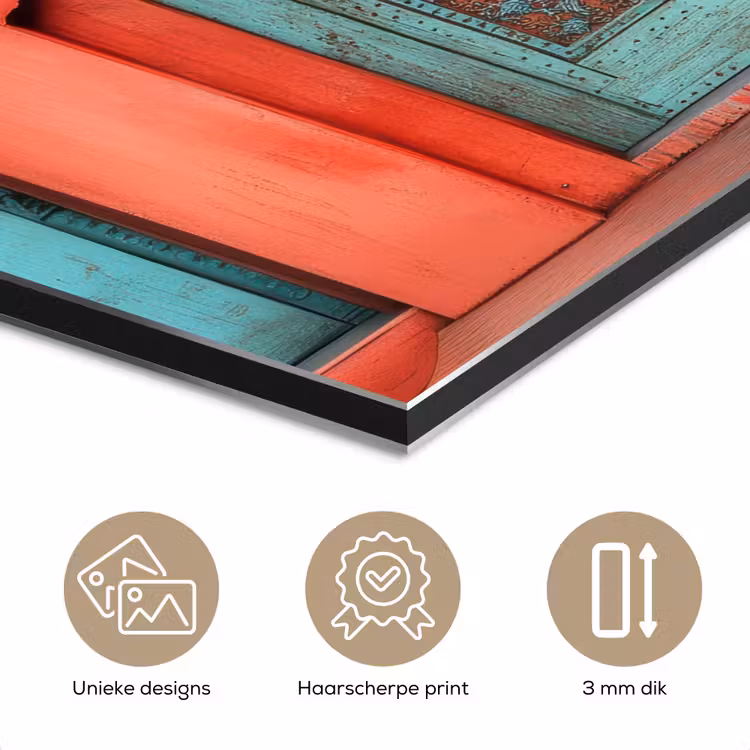 Aluminium schilderij - Lantaarn - Deur - Turquoise — 7