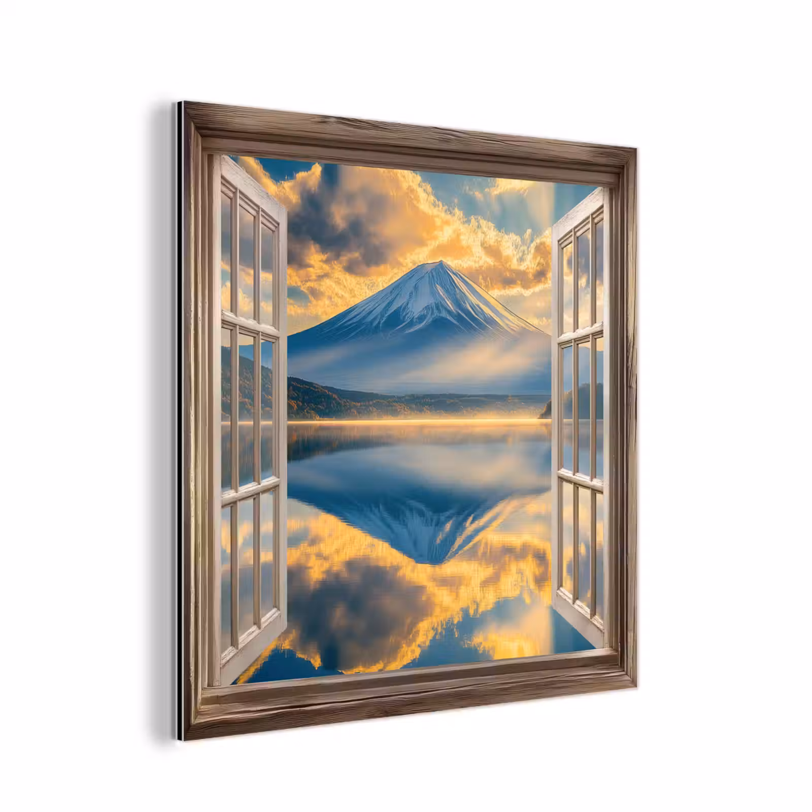 Aluminium schilderij - Doorkijk - Landschap - Bergen - Uitzicht - Raam — 1