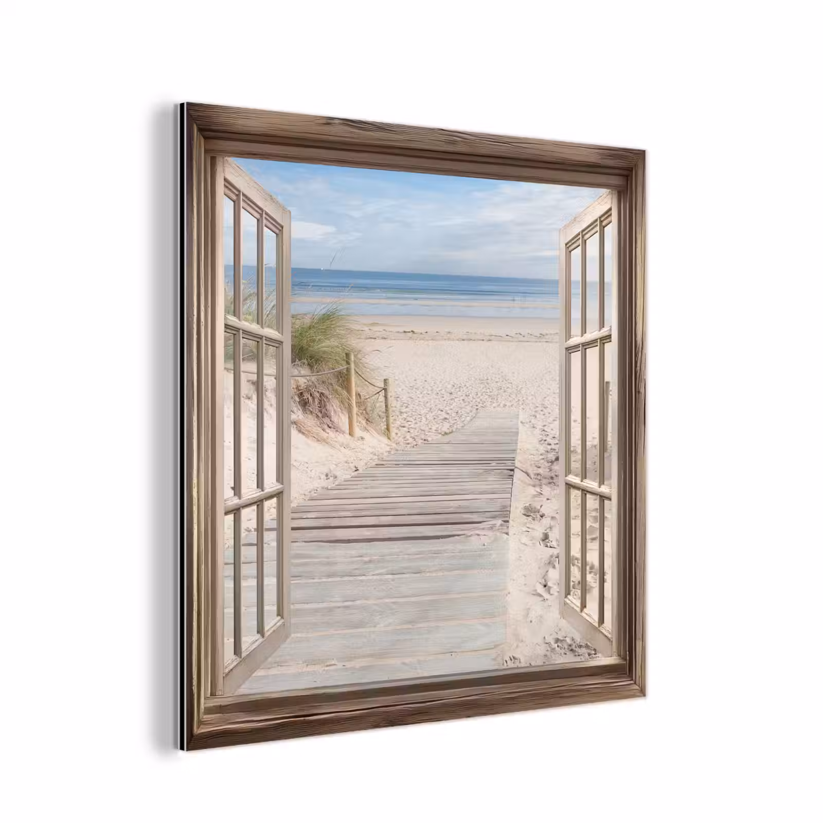 Aluminium schilderij - Doorkijk - Strand - Duinen - Pad - Landschap — 1