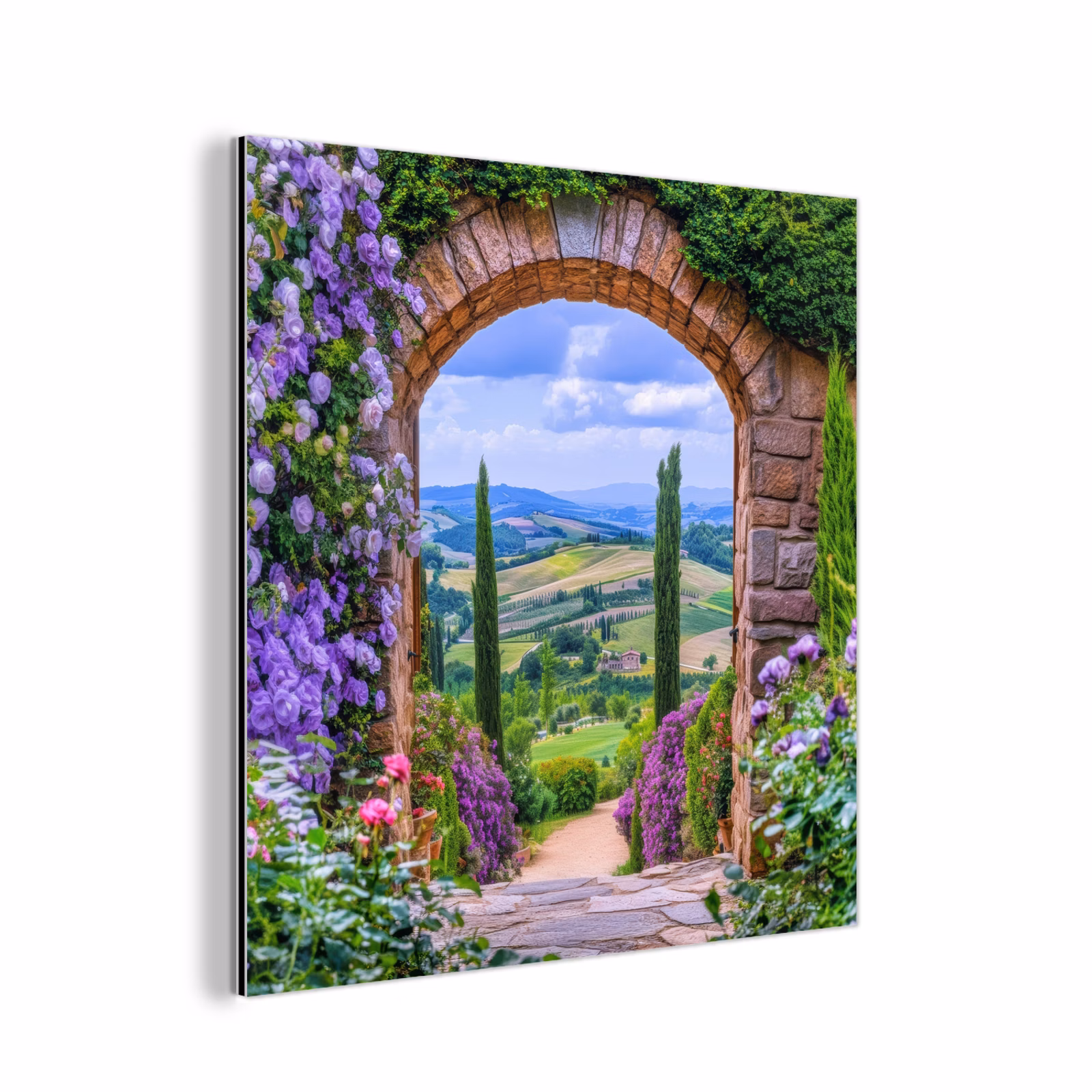 Aluminium schilderij - Doorkijk - Toscane - Landschap - Poort — 1