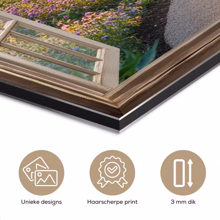 Aluminium schilderij - Doorkijk - Bloemen - Natuur - Zon - Pad — 7