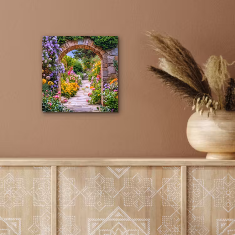 Aluminium schilderij - Doorkijk - Bloemen - Pad - Natuur — 5