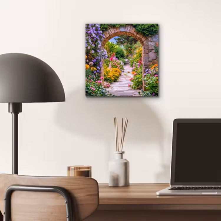 Aluminium schilderij - Doorkijk - Bloemen - Pad - Natuur — 6