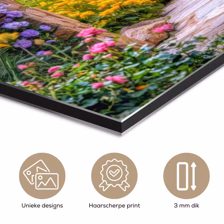 Aluminium schilderij - Doorkijk - Bloemen - Pad - Natuur — 7