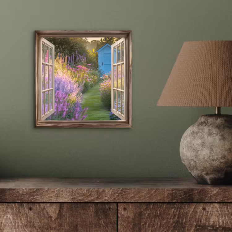 Aluminium schilderij - Doorkijk - Bloemen - Raam - Natuur — 3