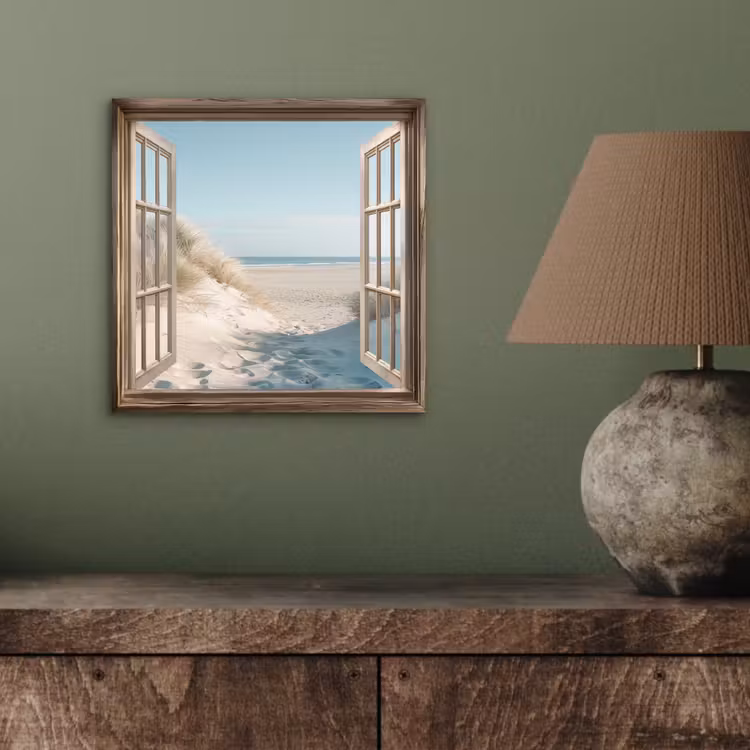 Aluminium schilderij - Doorkijk - Helmgras - Duinen - Zee - Landschap — 3