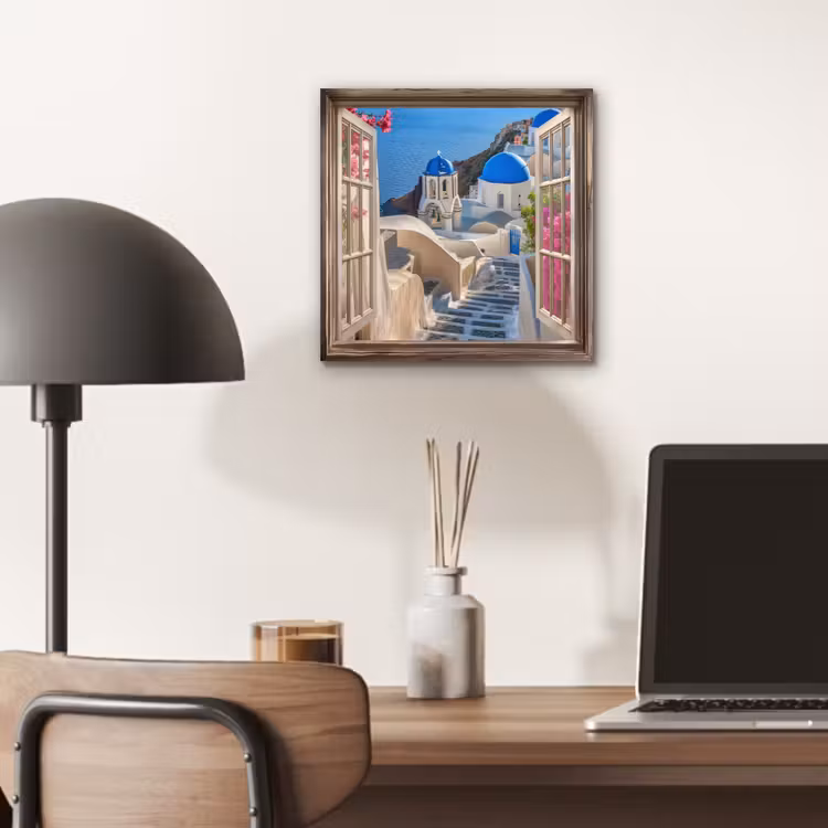 Aluminium schilderij - Doorkijk - Santorini - Landschap - Blauw - Grieks — 6