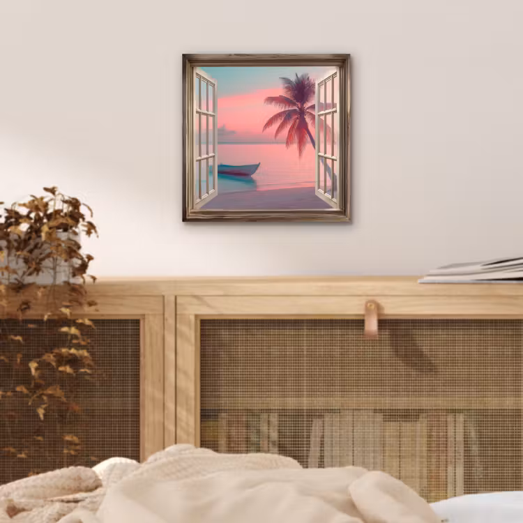 Aluminium schilderij - Doorkijk - Strand - Palmboom - Tropisch — 4
