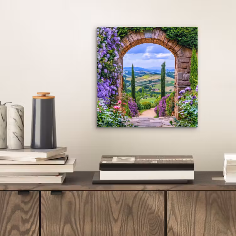 Aluminium schilderij - Doorkijk - Toscane - Landschap - Poort — 2