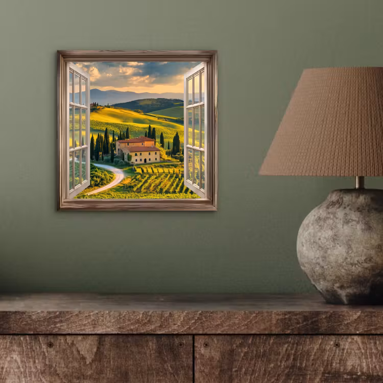 Aluminium schilderij - Doorkijk - Toscane - Uitzicht - Landschap - Zomer — 3