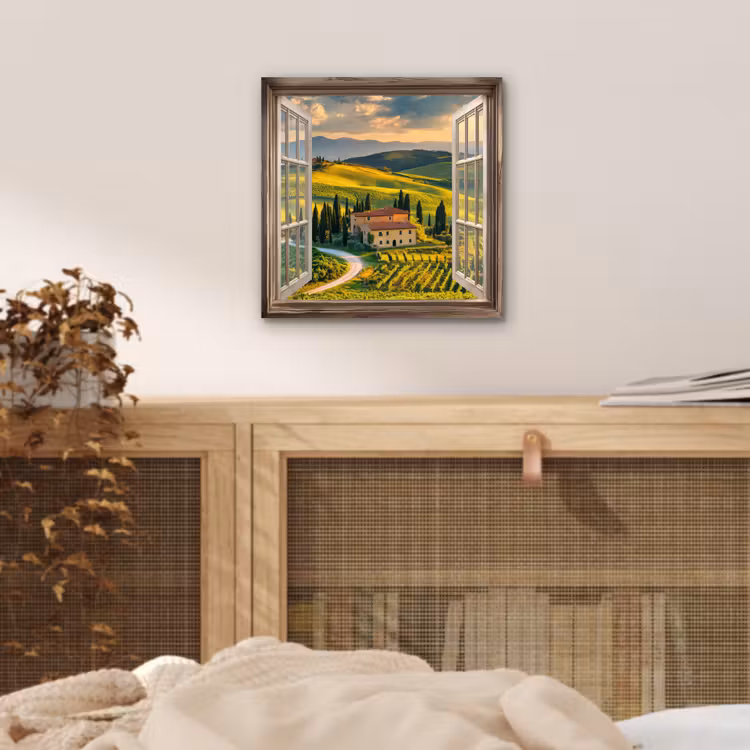 Aluminium schilderij - Doorkijk - Toscane - Uitzicht - Landschap - Zomer — 4
