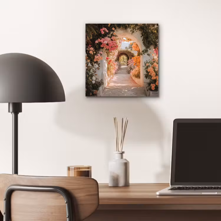 Aluminium schilderij - Doorkijk - Boog - Bloemen - Pastel — 6