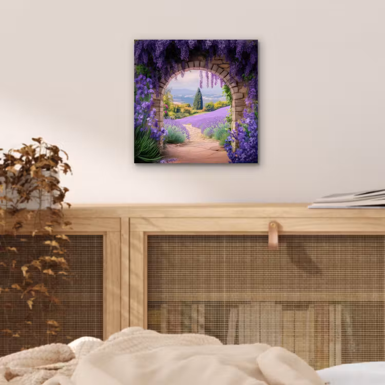 Aluminium schilderij - Doorkijk - Lavendel - Bloemen - Paars - Poort — 4