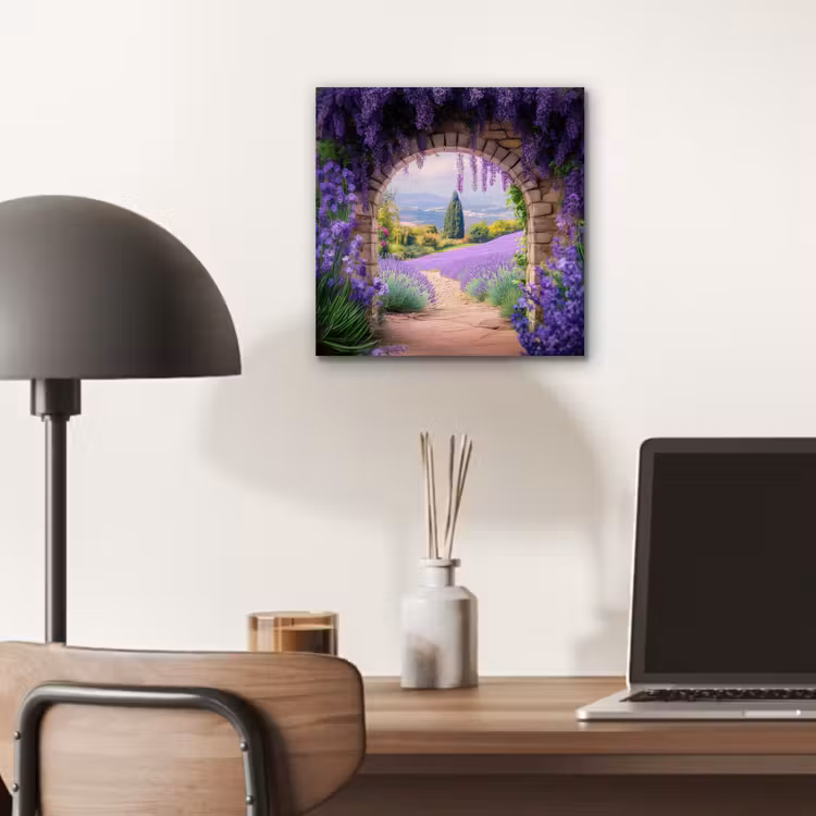 Aluminium schilderij - Doorkijk - Lavendel - Bloemen - Paars - Poort — 6
