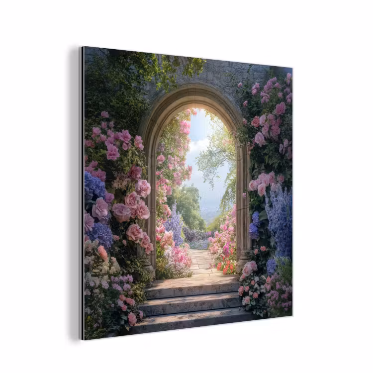 Aluminium schilderij - Doorkijk - Rozen - Vintage - Bloemen — 1