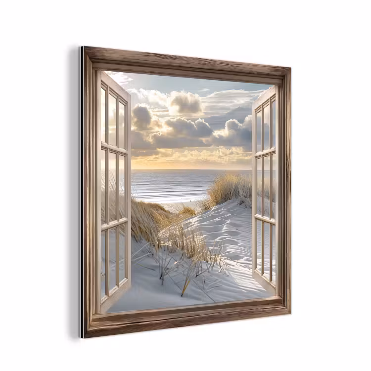 Aluminium schilderij - Doorkijk - Strand - Duinen - Zee - Natuur — 1