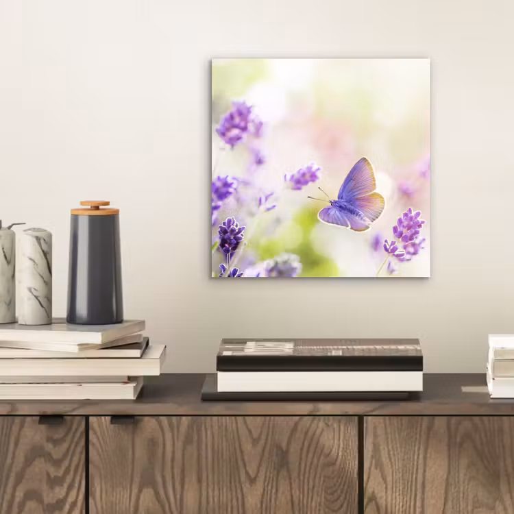 Aluminium schilderij - Lavendel - Vlinder - Bloemen — 2