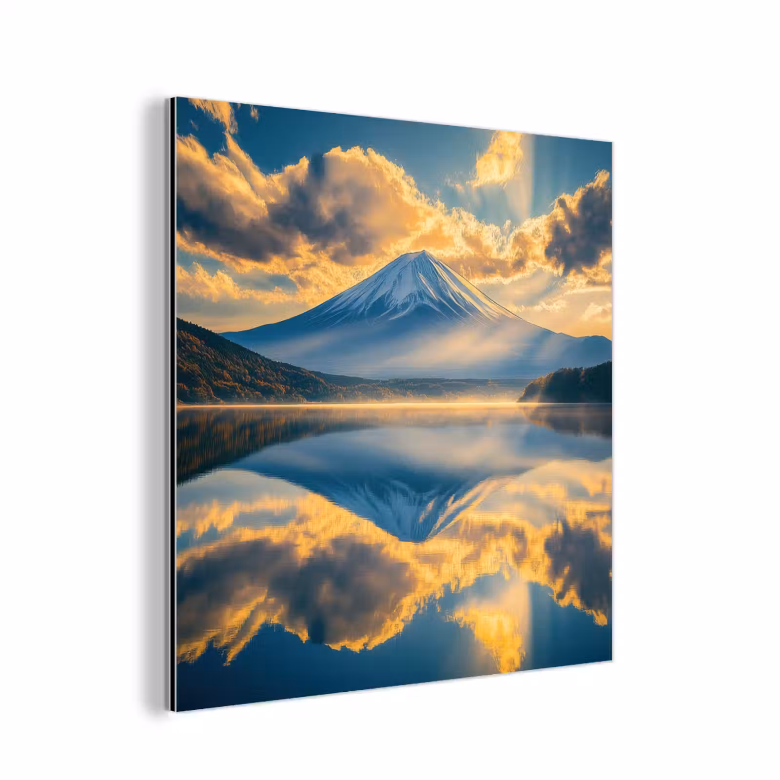 Aluminium schilderij - Berg - Rivier - Zonsondergang — 1