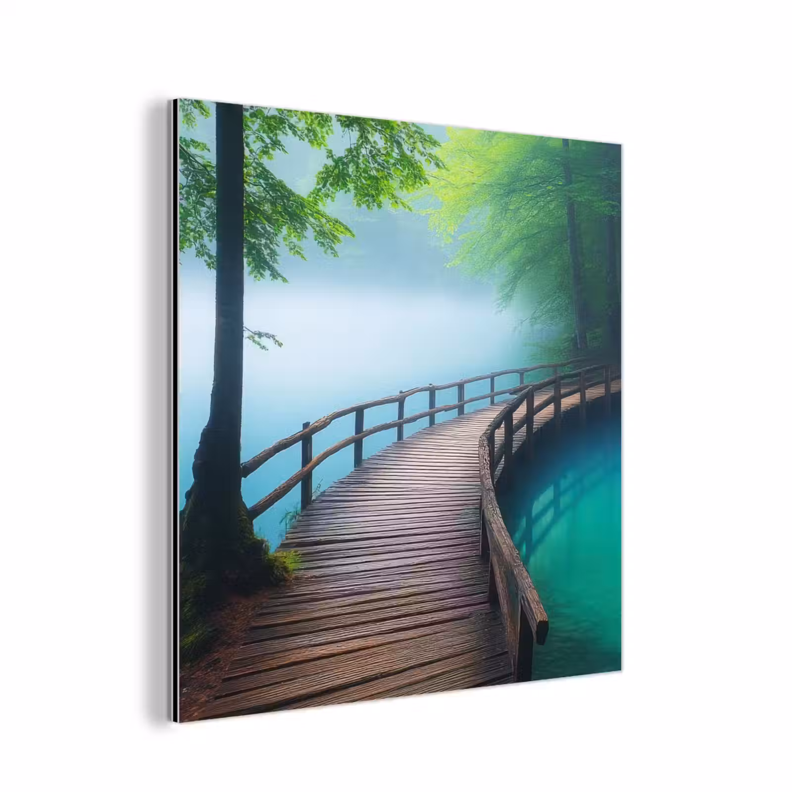Aluminium schilderij - Brug - Water - Rivier - Bos — 1