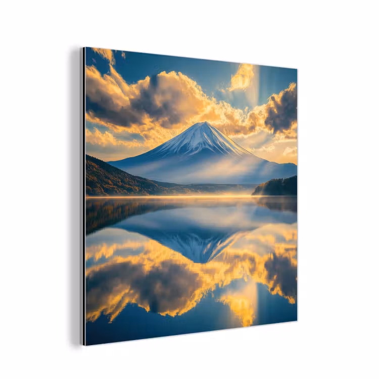 Aluminium schilderij - Berg - Rivier - Zonsondergang — 1