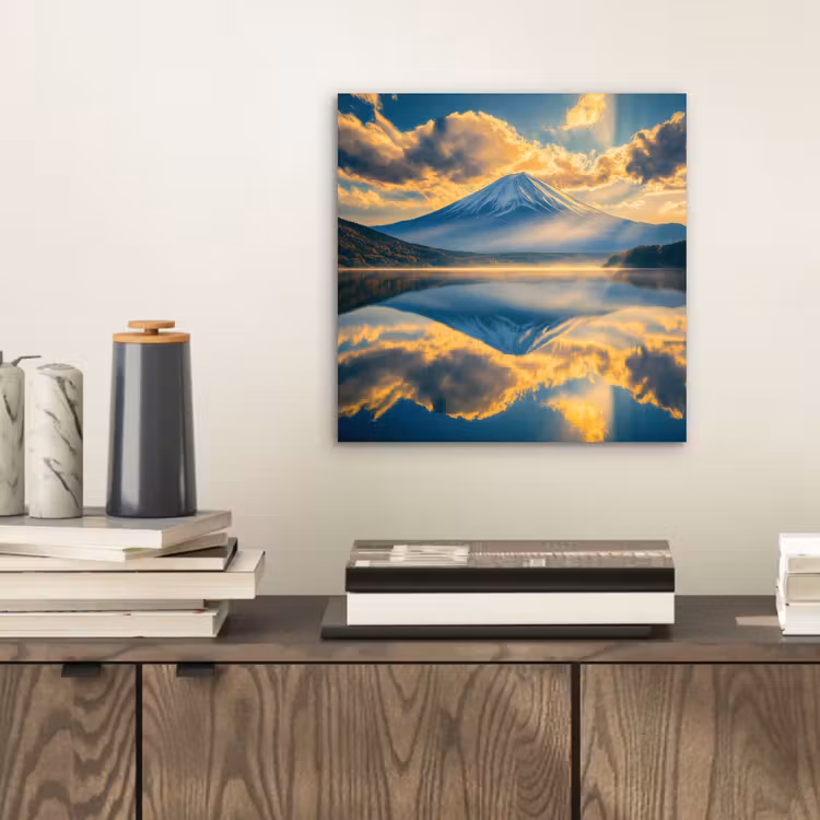 Aluminium schilderij - Berg - Rivier - Zonsondergang — 2