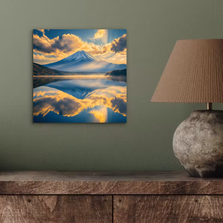 Aluminium schilderij - Berg - Rivier - Zonsondergang — 3