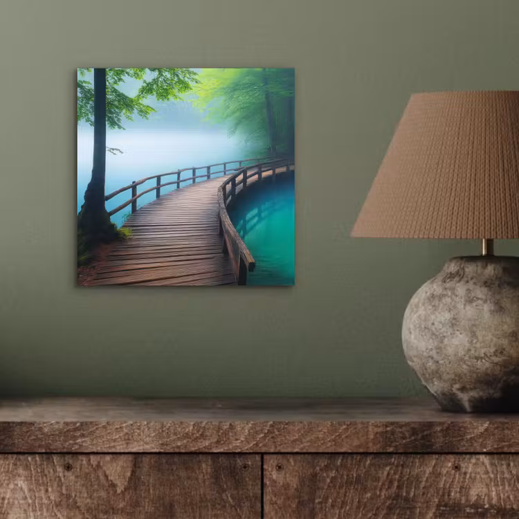 Aluminium schilderij - Brug - Water - Rivier - Bos — 3
