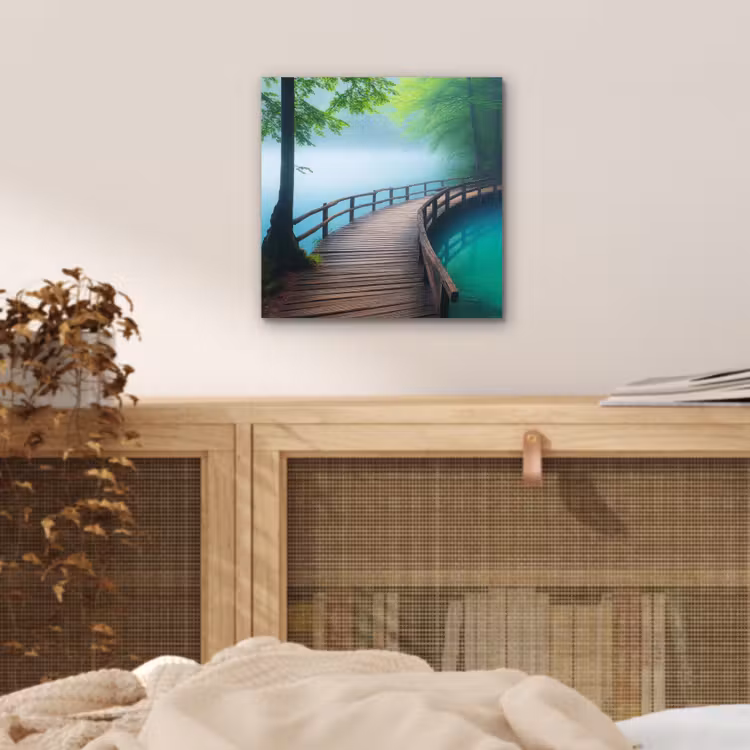 Aluminium schilderij - Brug - Water - Rivier - Bos — 4