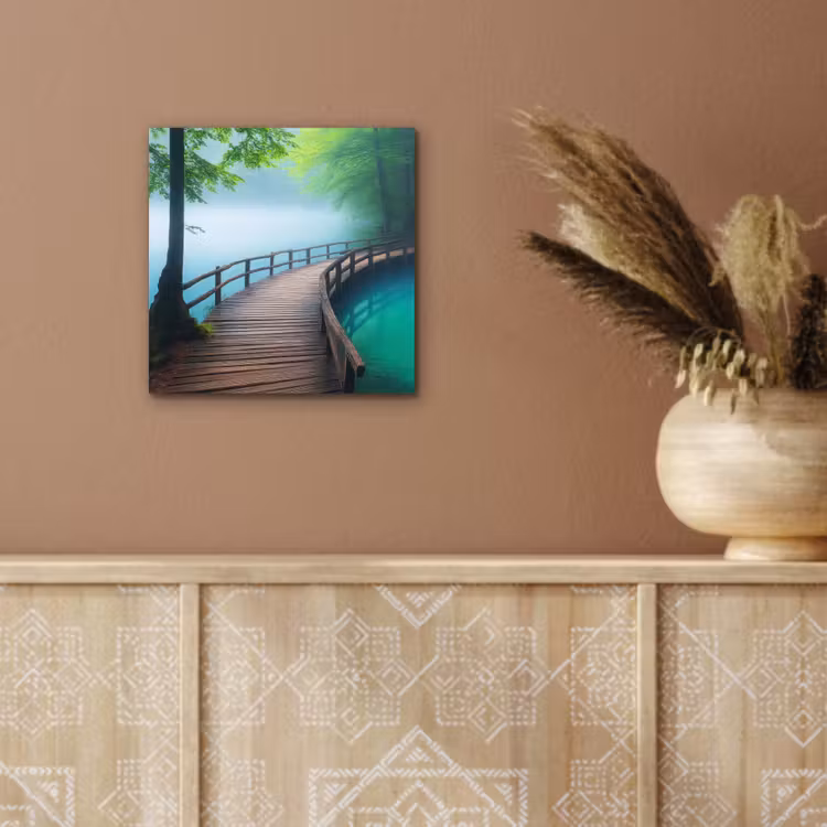 Aluminium schilderij - Brug - Water - Rivier - Bos — 5