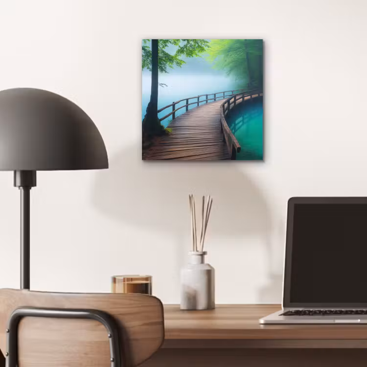 Aluminium schilderij - Brug - Water - Rivier - Bos — 6
