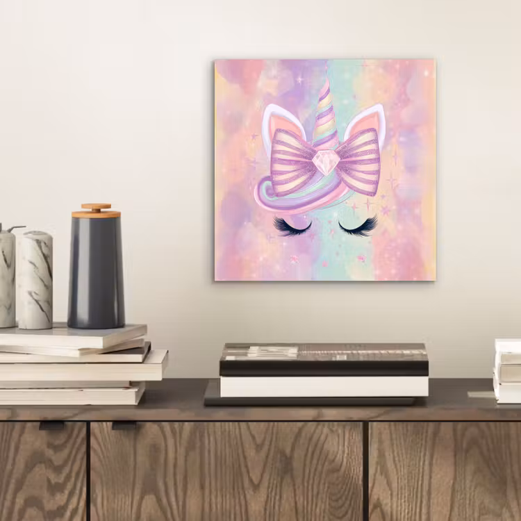 Aluminium schilderij - Eenhoorn - Glitters - Regenboog - Pastel — 2