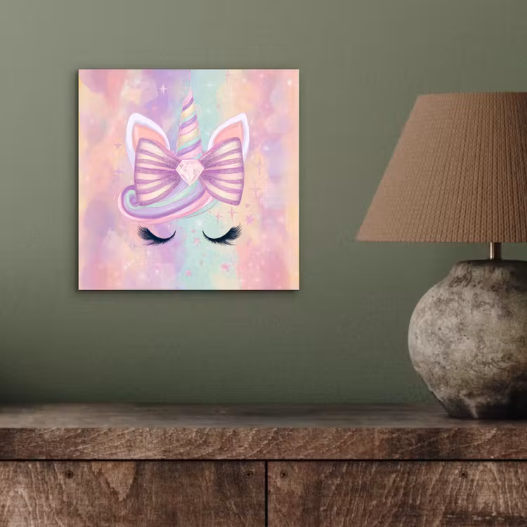 Aluminium schilderij - Eenhoorn - Glitters - Regenboog - Pastel — 3