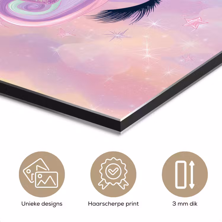 Aluminium schilderij - Eenhoorn - Glitters - Regenboog - Pastel — 7
