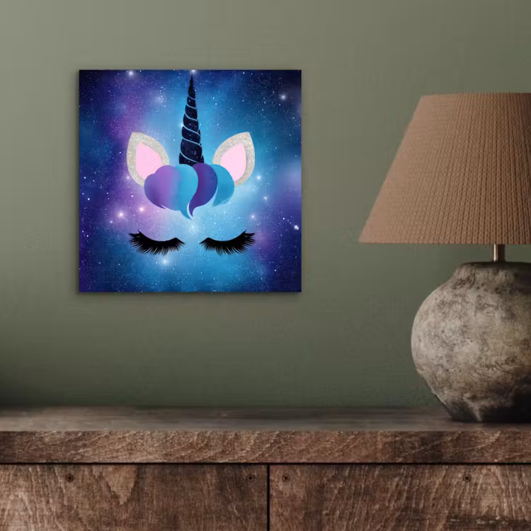 Aluminium schilderij - Eenhoorn - Sterren - Blauw — 3