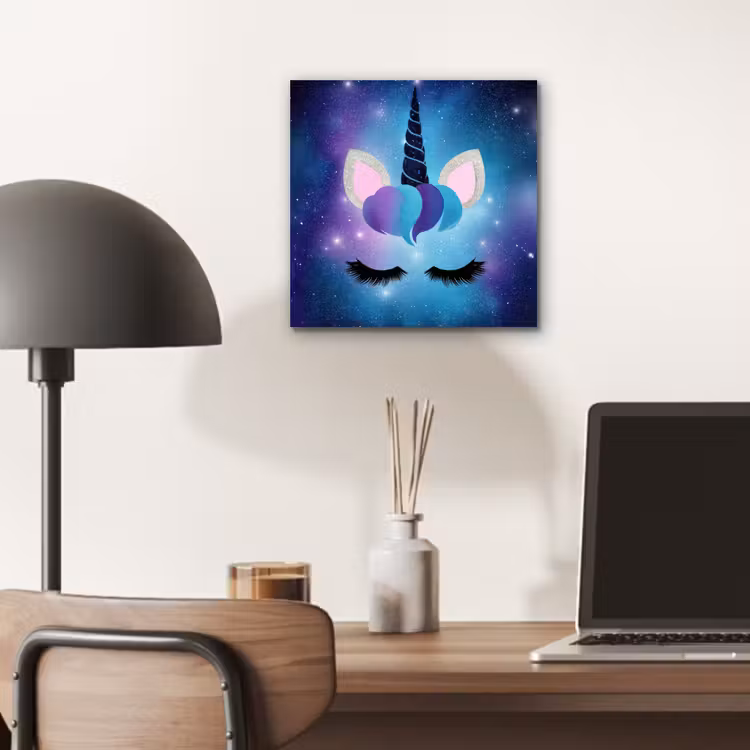 Aluminium schilderij - Eenhoorn - Sterren - Blauw — 6