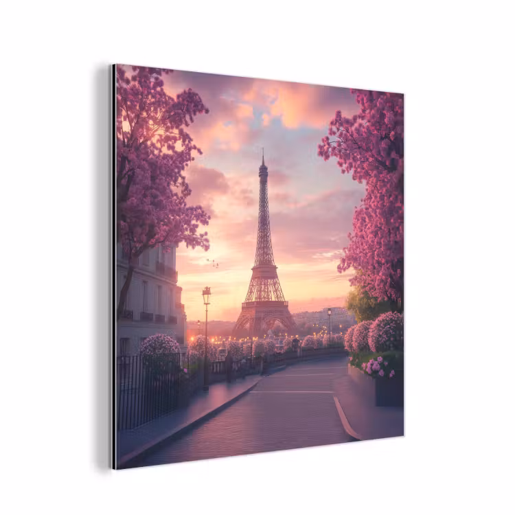 Aluminium schilderij - Eiffeltoren - Parijs - Roze — 1