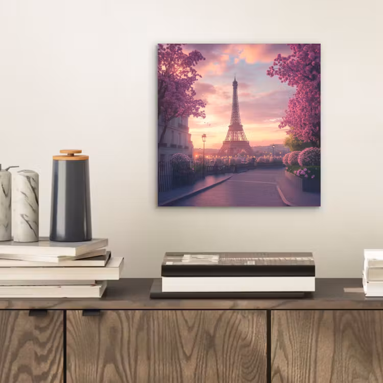 Aluminium schilderij - Eiffeltoren - Parijs - Roze — 2