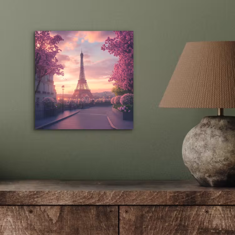 Aluminium schilderij - Eiffeltoren - Parijs - Roze — 3