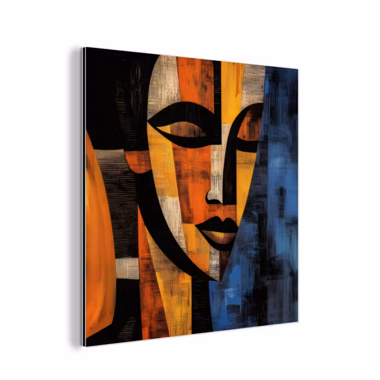 Aluminium schilderij - Abstract - Portret - Kleurvakken — 1
