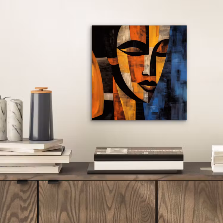 Aluminium schilderij - Abstract - Portret - Kleurvakken — 2
