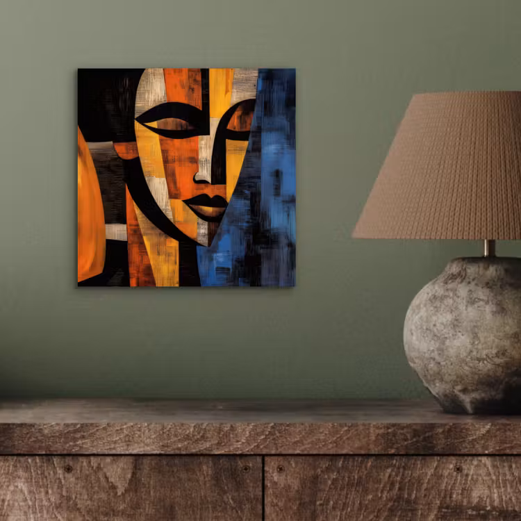 Aluminium schilderij - Abstract - Portret - Kleurvakken — 3