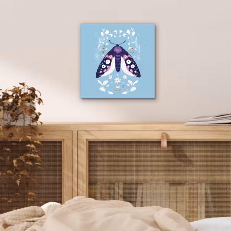 Aluminium schilderij - Bladeren - Wit - Vlinder - Insect — 4