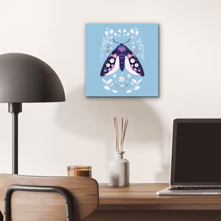 Aluminium schilderij - Bladeren - Wit - Vlinder - Insect — 6