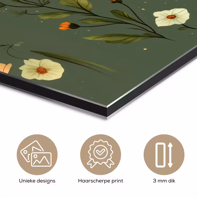 Aluminium schilderij - Bloemen - Bladeren - Olijfgroen - Vlinder — 7