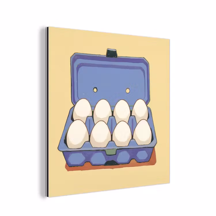Aluminium schilderij - Eieren - Doos - Minimalistisch - Blauw — 1